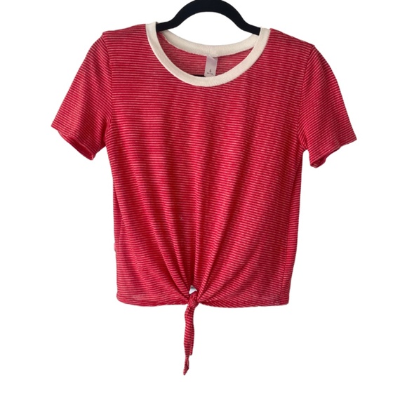Alternative Apparel Red and White Stripe Tie Top Size Small - Picture 1 of 6